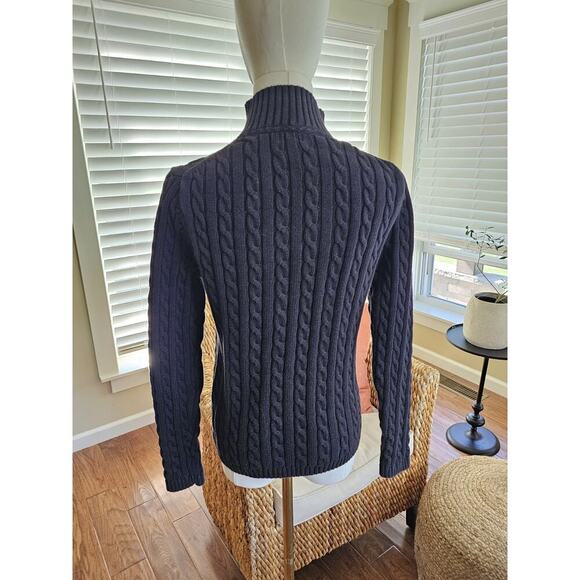 L.L Bean Cableknit Full Zip Cardigan Sweater Women's Size M Black - Picture 4 of 8